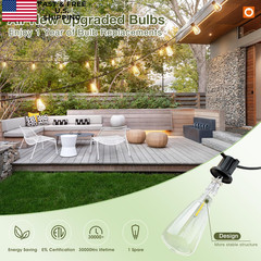 addlon 52(48+4) FT Solar String Lights 48+6FT(15 Sockets)(1 Pack), Black