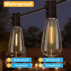 100FT LED Outdoor String Lights Waterproof, Edison Lights for Outside | with …