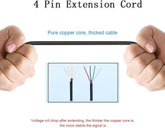 4 Pack 40 Inch 4 Pin RGB LED Rock Light Extension Cable Waterproof Wire Harness