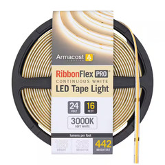Ribbonflex Pro 24V White COB 16.4 Ft. Dimmable Cuttable Integrated LED Strip Lig
