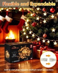 Energy-Saving 100 LED Star Fairy Lights – 33FT Warm White Indoor/Outdoor Decor