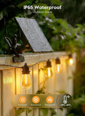 100FT Solar-String-Lights-Outdoor-Waterproof, 31+2LED S14 Shatterproof Bulb, Pat