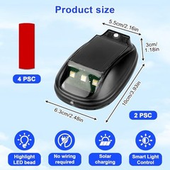 Wireless Solar Cab Lights for Truck, No Drill Cab Roof Top Marker Lights with