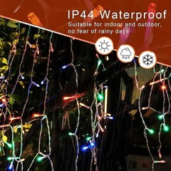 200 LED SOLAR Christmas Tree Waterfall Lights Color Changing Indoor Outdoor