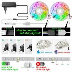 New LED Strip Lights 100ft Music Sync 5050 RGB Room Light with Remote