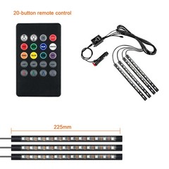 Car RGB 48 LED Light Strip Interior Atmosphere Neon Lamp Remote Control for Car
