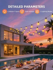 50FT Outdoor String Lights for Patio Waterproof Connectable ST38 LED Light Strin