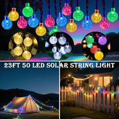 8 Modes 50 LED Solar Light Outdoor Garden Party Waterproof Ball String Lights