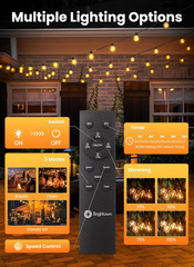 108FT 52LED Solar String Lights Outdoor with Remote & USB Port, Shatterproof Bul