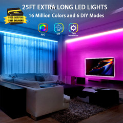 Led Lights for Bedroom 25Ft RGB 5050 Led Strip Lights Color Changing Kit with 44