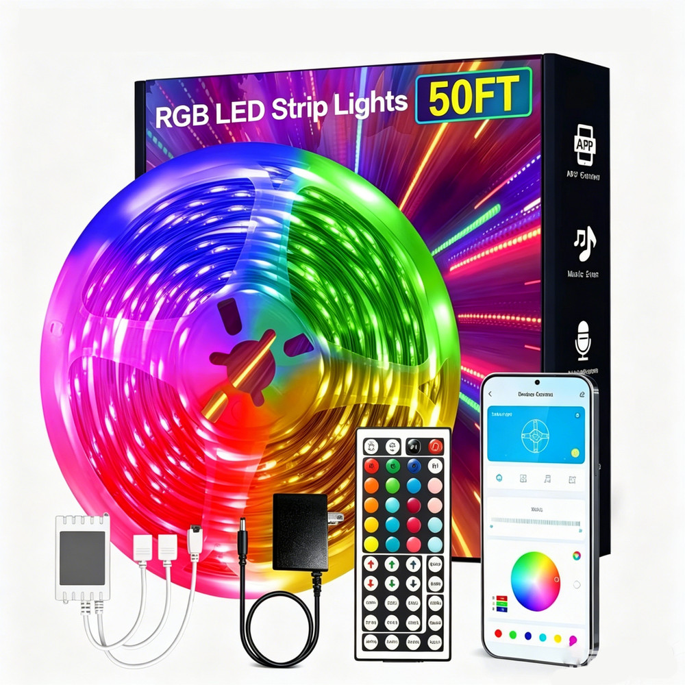 12LEDs/m Smart RGB LED Strip Lights with App Remote Control for Room