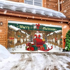Tingjoo 7 x 16 ft Christmas Garage Door Cover Banner 7 x 16 ft, red