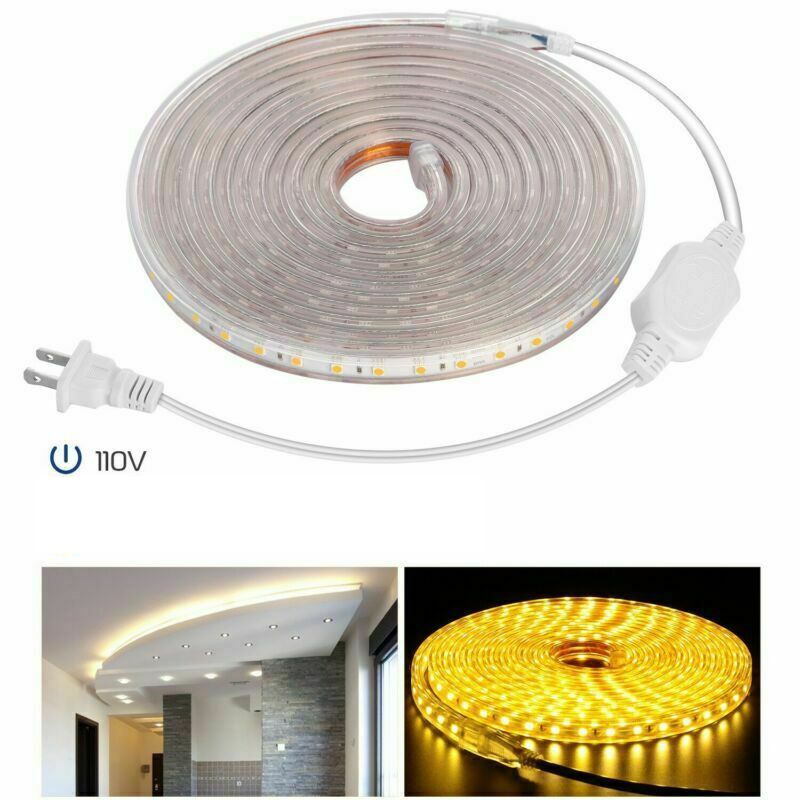 110V LED Strip Light 5050 SMD Waterproof IP67 Home Outdoor Lighting Rope+US Plug