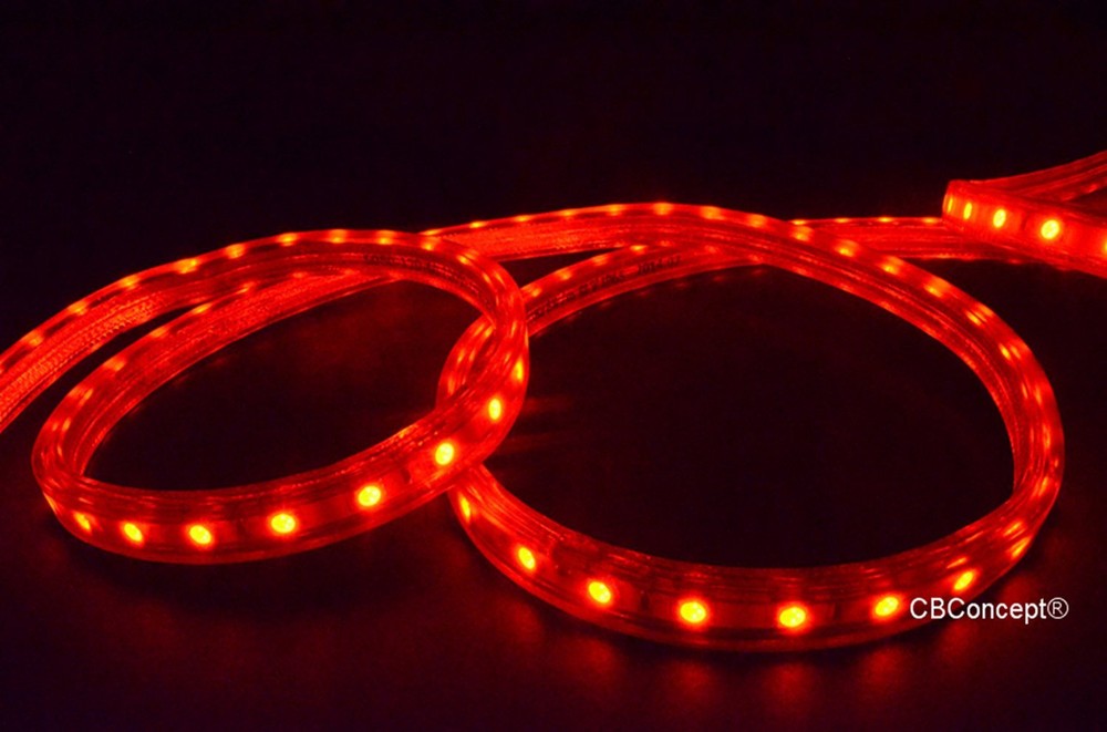 UL Listed,6.6 Feet,RED,Dimmable,Super Bright 1800 Lumen 120V Flat LED Strip Rope