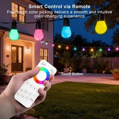 Outdoor String Lights 118FT Smart Patio with 59ft, ‎RGBIC+Warm White
