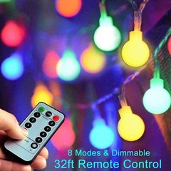 Battery Power 49FT Ball LED Strip Lights 8 Modes Waterproof Outdoor Yard Decor