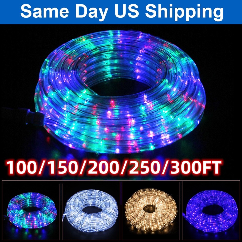 100-300Ft LED Rope Strip Light Waterproof Multi-color 4Mode Home Landscape Light