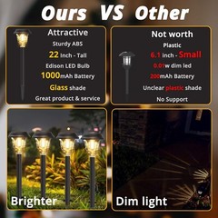 Solar Lights Outdoor Waterproof, 6 Pack Metal Glass Solar Pathway Lights Outd…