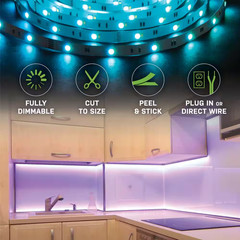16 Ft. LED White and RGB Tape Light Kit- under Cabinet Light