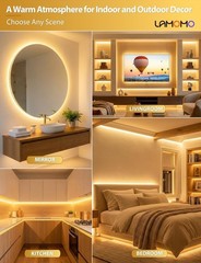 Flexible LED Neon Rope Lights, 12V Warm White 16.4ft for Bedroom Decoration