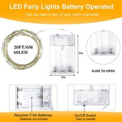 4 Pack Warm White 20 Ft 60 LED Fairy Lights Battery Operated