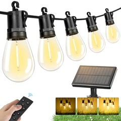 BRIGHTEVER SOLAR POWERED OUTDOOR STRING LIGHTS WITH REMOTE, 27FT – BLACK