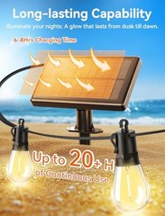 BRIGHTEVER SOLAR POWERED OUTDOOR STRING LIGHTS WITH REMOTE, 27FT – BLACK