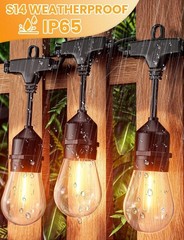 25FT Outdoor String Lights Waterproof S14 LED Bulbs Dimmable Patio Decor