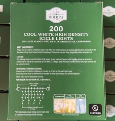 Holiday Time 200-Count Cool White LED High-Density Icicle Lights white wire
