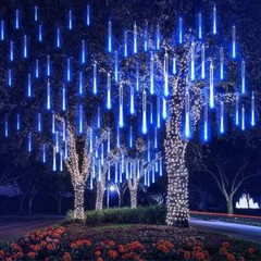 12 inch 240 LED Meteor Shower Raindrop Lights with Timer Blue
