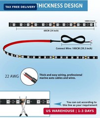 12V Led Light Strip 24″ Connectable White Led Strip Lights for Cars Golf Cart Mo