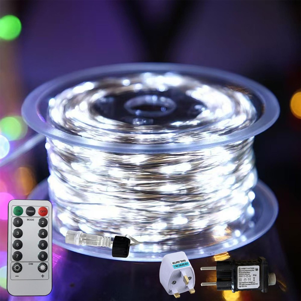 A2Z Cool White LED Lights with Remote String 20m/60m Outdoor Indoor Christmas