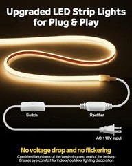 COB LED Strip Light 110V 120V 6FT LED Light Strip 3000K 6.56ft/2M Warm White