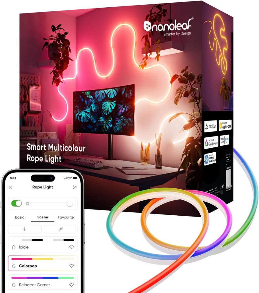 Smart LED Rope Light, 16.4Ft Multicolor Lightstrip with Music Sync & Voice Contr