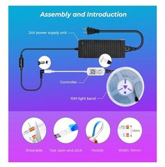 RGB COB LED Strip Light 32.8ft/10m,Color Changing Dimmable Flexible Tape DC24V