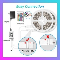 Tjoy Led Lights For Bedroom 100Ft Rgb Color Changing Led Strip Lighting Remote