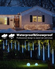 Blue 20 Tubes Meteor Shower Icicle Lights 480 LED Raindrop Lights with Timer …