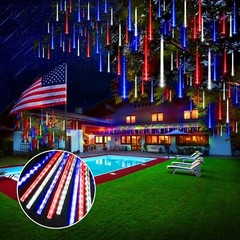 LED Meteor Shower Rain Lights Outdoor Connectable Raindrop Holiday Decor 8 Tubes