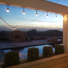 48 foot S14 Suspended Edison Outdoor Patio String, Black Wire, E26 Medium Base