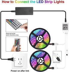 16ft LED Strip Light Music Sync Bluetooth 5050 RGB Room Light w/ Remote New