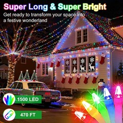 470FT 1500 LED Christmas String Lights Outdoor Waterproof Multicolor