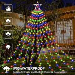200 LED SOLAR Christmas Tree Waterfall Lights Color Changing Indoor Outdoor