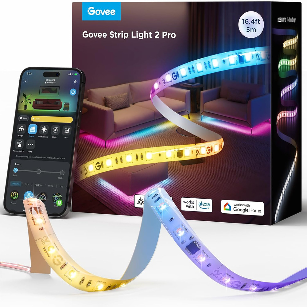 RGBWWIC Strip Light 2 Pro with Matter, 16.4Ft Smart LED Strip Lights Work with A