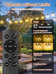 BRIGHTEVER SOLAR POWERED OUTDOOR STRING LIGHTS WITH REMOTE, 27FT – BLACK