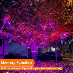 Orange Purple Halloween Lights, 100FT 300 LED String Lights with 8 Modes Timer W