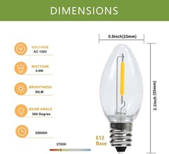 4 Pack Accessory Cord with LED Night Light Bulbs – White Cord with On/Off Switch