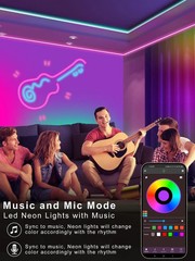 100Ft LED Neon Rope Lights with App and Remote Control, IP65 Waterproof Neon Str
