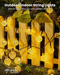 Solar String Lights Outdoor 60 LED 36FT with 8 Lighting Modes, Waterproof Solar