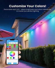 200FT RGB+IC Outdoor String Lights, 24V Waterproof Roof & Eaves Lighting, App &