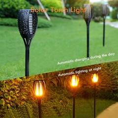 4 Pack Larger Solar Torch Lights with 96 LED, IP65 Waterproof Outdoor Flicker…